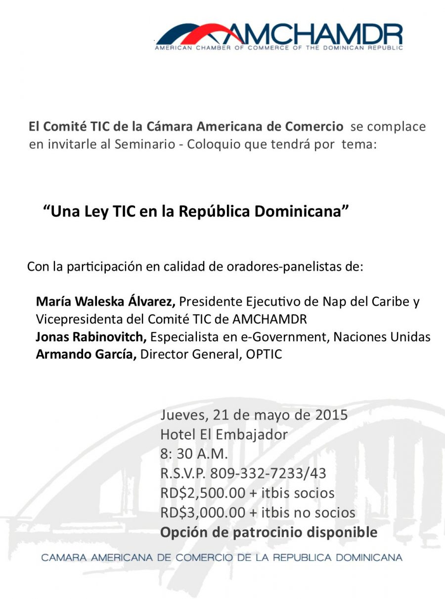 OPTIC participará con AMCHAMDR en seminario Ley de TIC en RD