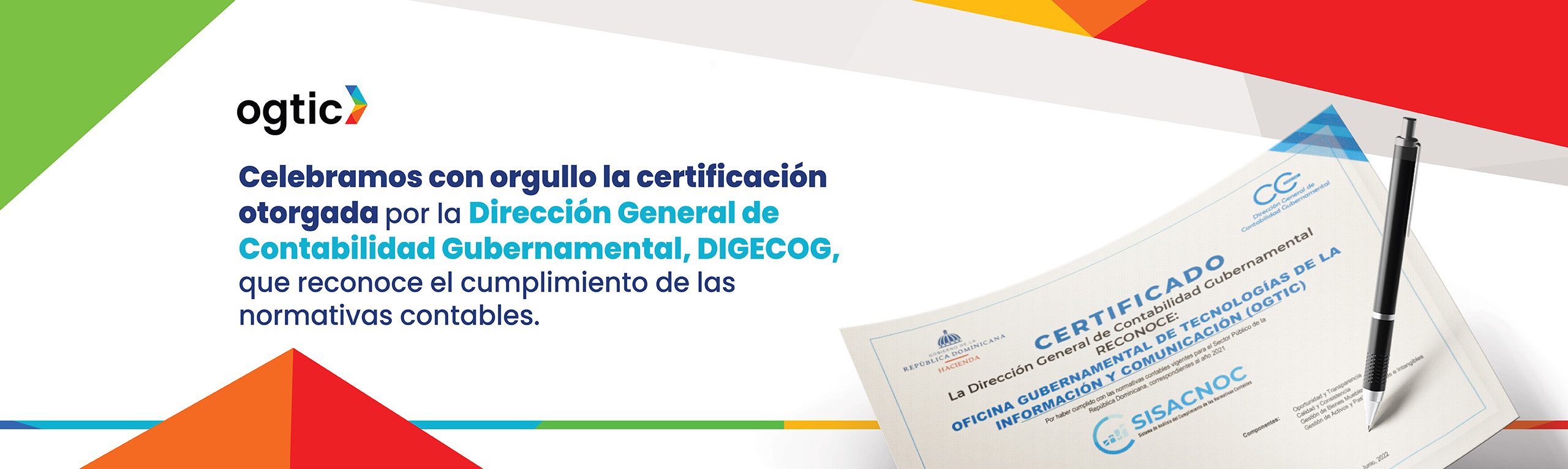 OGTIC recibe reconocimiento calificación “A” por cumplimiento de normas contables de DIGECOG