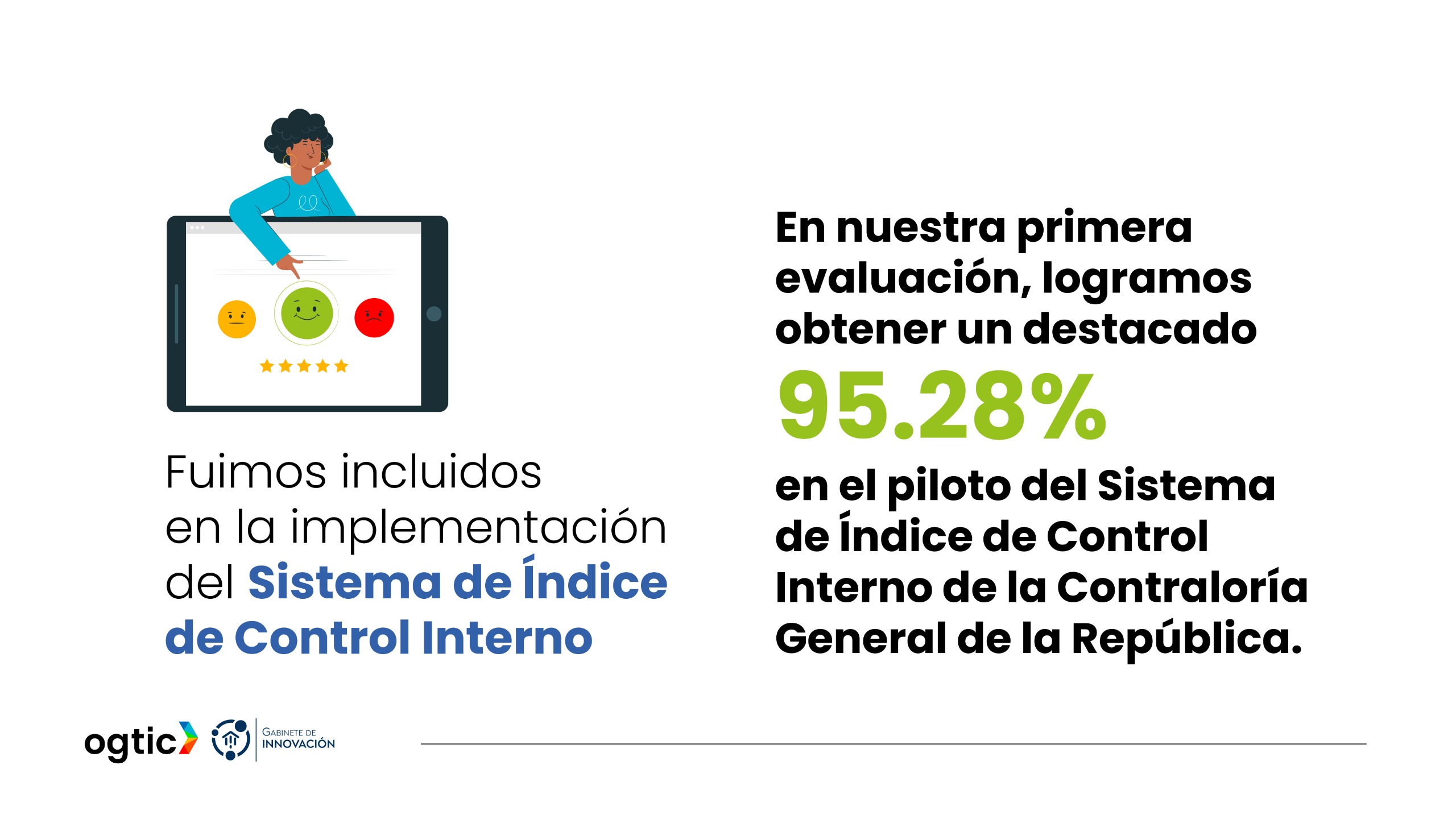 OGTIC se destaca por calificación de 95.28% en el Índice de Control Interno realizado por la Contraloría General de la República