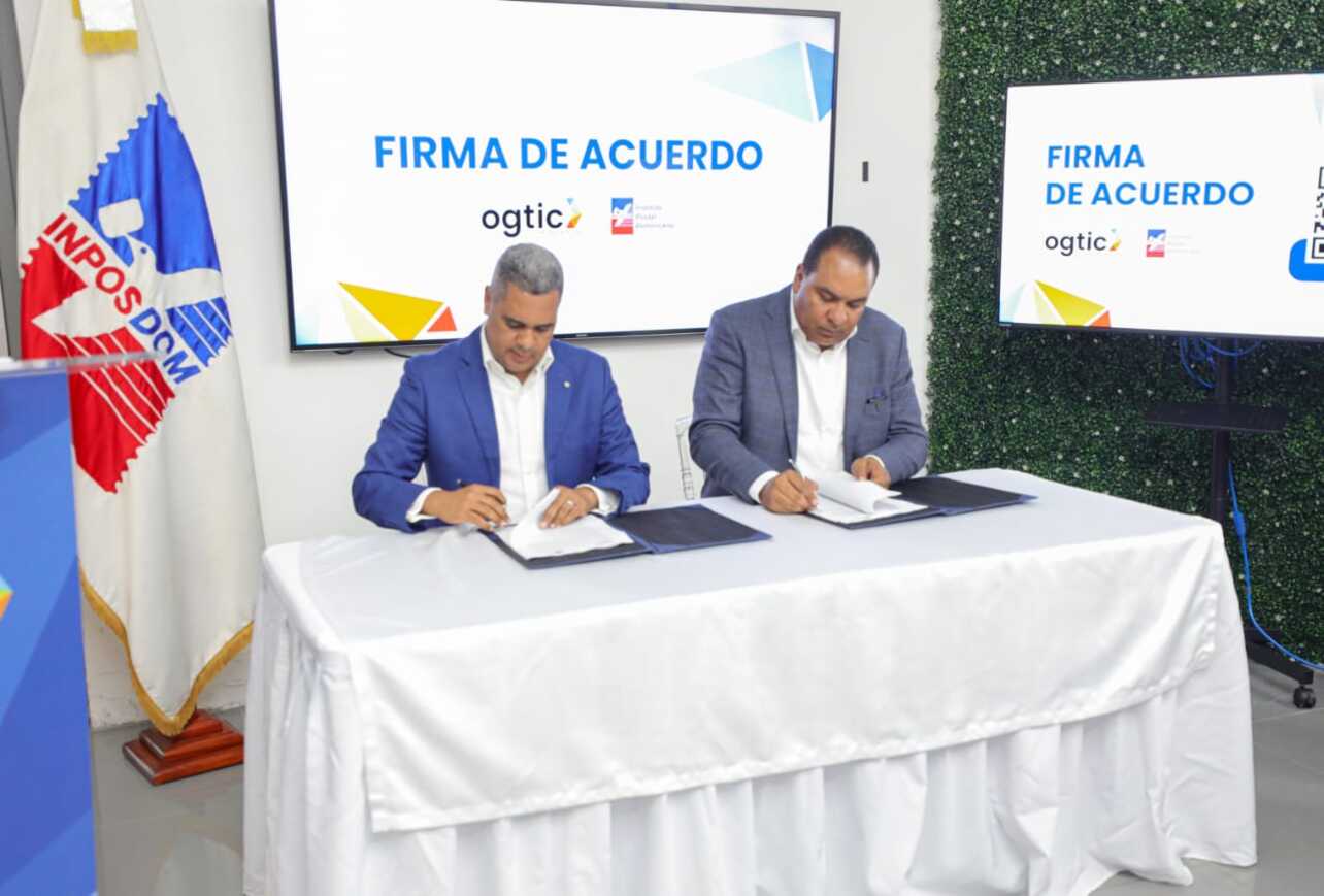 OGTIC e INPOSDOM firman acuerdo para instalación de nuevos Puntos GOB sin costo de alquiler